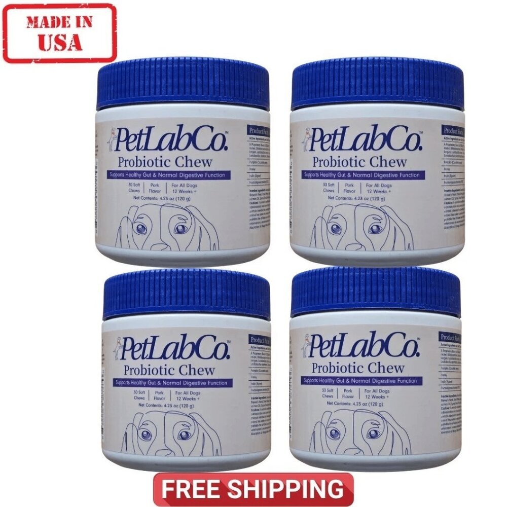 4 Cans. Probiotic Chew for Dogs - Purple and White